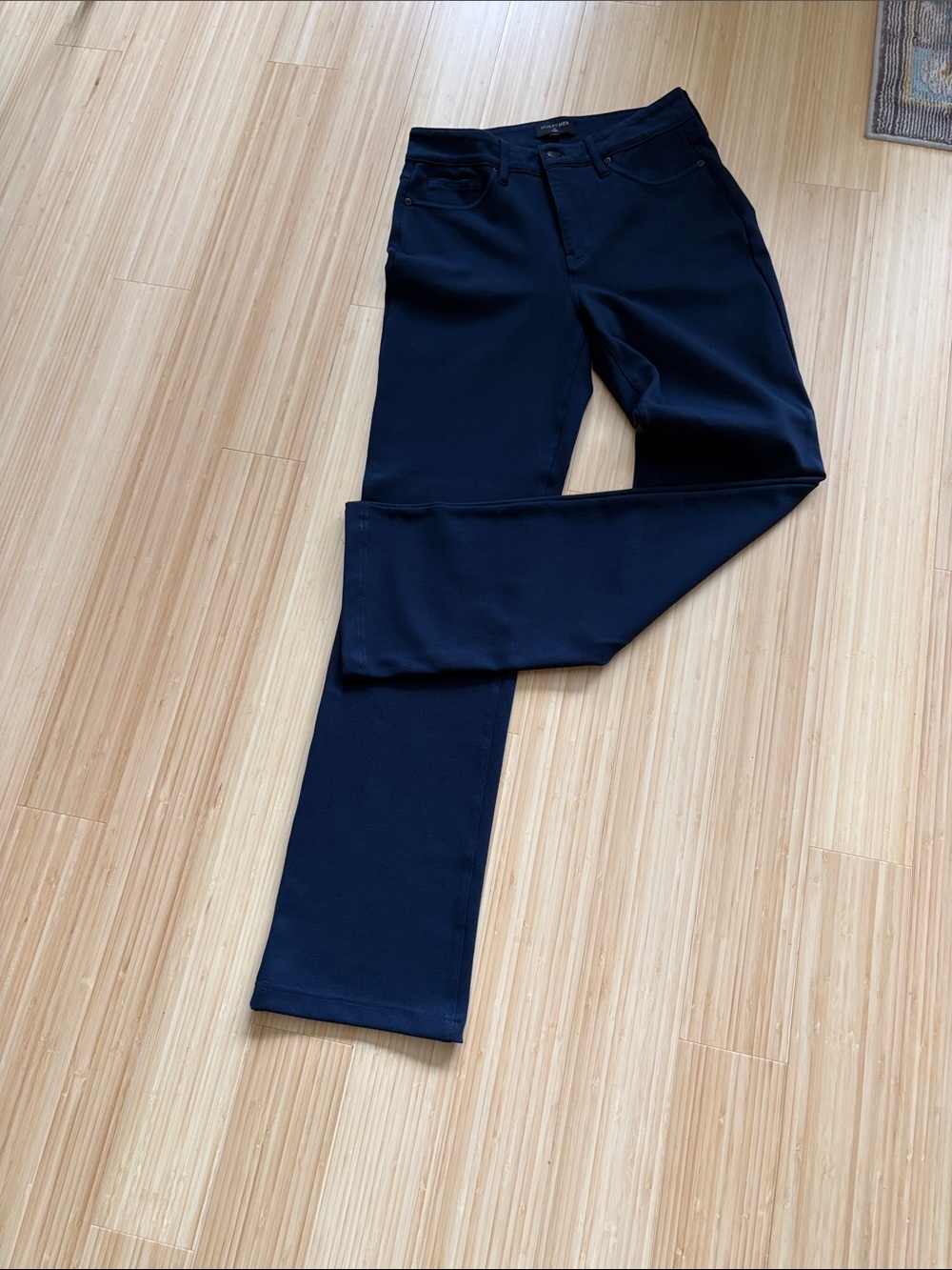 NYDJ Navy Straight-Leg Knit Pants